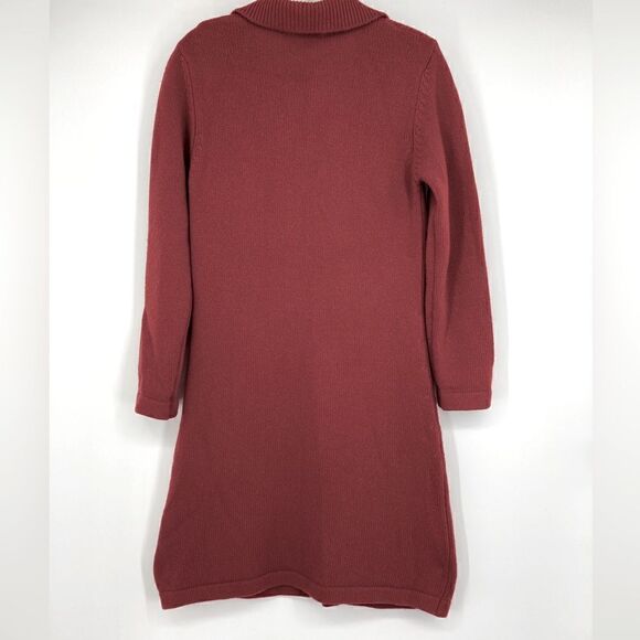 Made in Italy of Benetton Merino Wool Blend Button Front Burgundy Cardigan SZ S - Picture 4 of 6